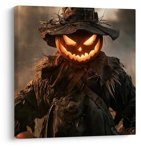 Quadro su tela – Spaventapasseri di Halloween in fiamme nel campo