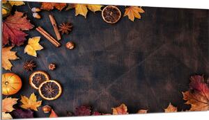 Piastra di copertura del piano cottura 90x52 Piastra di copertura del piano cottura in Vetroceramica alzatina in vetro tagliere deco, foglie d'autunno