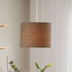 PR Home lampada a sospensione Sara, marrone moka, Ø 35 cm, tessuto di lino