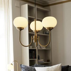 PR Home lampadario Elsy in vetro color ottone crema a 3 luci