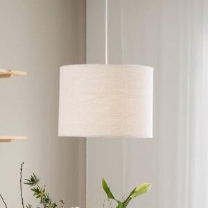 PR Home lampada a sospensione Sara, bianco sporco, Ø 35 cm, tessuto di lino