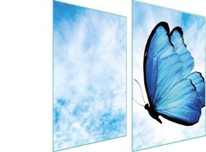 Piastre copri fornelli 2 pezzi 35x52 Copri piano cottura in Vetroceramica tagliere in vetro farfalla blu