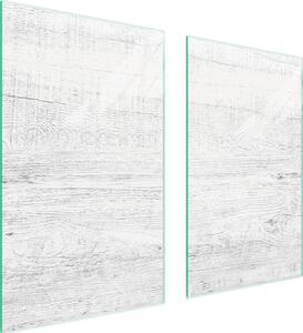 Piastre copri fornello 2 pezzi 75x52 Copri piano cottura in Vetroceramica tagliere in vetro legno bianco