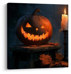 Quadro su tela – Zucca di Halloween nel chiaroscuro