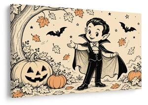 Quadro su tela – Piccolo vampiro con zucche