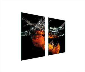 Piastre copri fornelli 2 pezzi 75x52 Copri piano cottura in Vetroceramica tagliere in vetro arancione nero