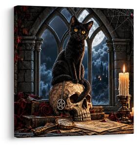 Quadro su tela – Gatto notturno con candele