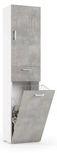Dmora Armadio Multiuso 2 Ante Aryanne 32x195h cm Grigio Cemento, 2 Ante Cestello Portabiancheria Italy