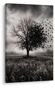 Quadro su tela – Albero della vita e stormo di uccelli