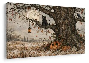 Quadro su tela – Albero della vita con gatto nero