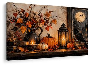 Quadro su tela – Natura morta autunnale con corvo