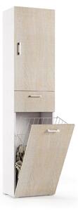 Dmora Armadio Multiuso 2 Ante Aryanne 32x195h cm Bianco, 2 Ante Cestello Portabiancheria Italy