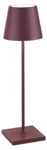 Zafferano Lampada a led da tavolo Poldina Pro Bordeaux ricaricabile e dimmerabile con batteria fino a 12 ore. Da uso esterno IP65