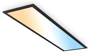 Briloner Pannello LED Piatto A, nero, 100x25 cm, telecomando, 12,6 W dimmerabile, Nero, Studio / Ufficio, Metallo, Moderno, Pannello LED