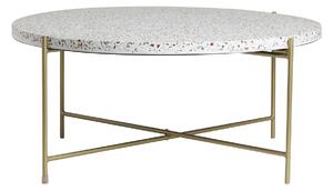 Tavolino da salotto rotondo design in terrazzo e metallo dorato D81 cm MEZZO