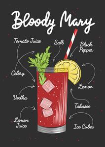 Illustrazione Vector engraved style Bloody Maryalcoholic cocktail, Mariia Akimova