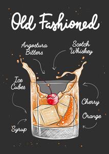 Illustrazione Vector engraved style Old Fashioned alcoholic, Mariia Akimova