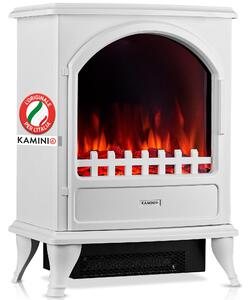 KAMINIO Camino elettrico LENI - Stufa elettrica con riscaldamento, effetto fiamma 3D - Bianco