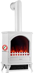KAMINIO Camino elettrico LENI con tubo di scarico - Camino elettrico con riscaldamento, effetto fiamma 3D - Bianco