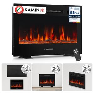 KAMINIO Camino elettrico MARLON - Camino elettrico 3 in 1 con riscaldamento, effetto fiamma 3D, 12 colori della fiamma, telecomando - 24 pollici