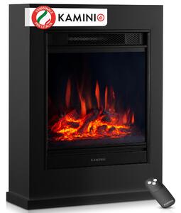 KAMINIO Camino elettrico KALLE - Camino elettrico da terra con riscaldamento, effetto fiamma 3D, telecomando - Nero