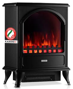 KAMINIO Camino elettrico LENI - Stufa elettrica con riscaldamento, effetto fiamma 3D - Nero