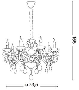 Ideal Lux - Lampadario a sospensione con catena NEGRESCO 8xE14/28W/230V diametro 73,5 cm oro