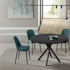Tavolo Rotondo in Top in ceramica (sinthered stone) , Struttura in Metallo ROLL Diametro 120 x80 Max 120x h76 cm-Peso 60 kg Fino a 6 persone colore cemento grigio scuro