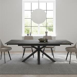 Tavolo Allungabile, Top in ceramica (5 mm) su vetro temperato (8 mm), CERAMICA Dimensioni 90x160 Max 240 x h 76 cm, peso kg 120 Fino a 10 persone colore ceramica portoro opaca