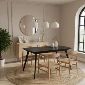 Tavolo Allungabile, Top in ceramica con sotto vetro Temperato Gambe in Metallo Nero, NICOLAS Dimensioni 90x140 Max 200 x h 76 cm, peso kg 72 Fino a 8 persone colore marmo nero