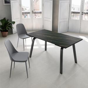 Tavolo Allungabile, Top in ceramica ceramica marmo bianco, DYLAND Dimensioni 80x140 Max 200 x h 76 cm, peso kg 65 Fino a 8 persone colore ceramica ceramica marmo nero