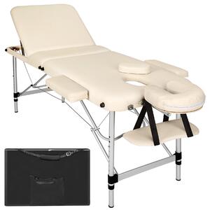 Tectake lettino da massaggio a 3 zone con imbottitura spessa 5cm e telaio in alluminio - beige