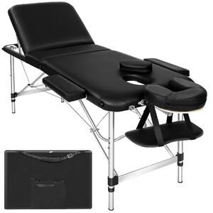 Tectake lettino da massaggio a 3 zone con imbottitura spessa 5cm e telaio in alluminio - nero