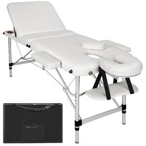 Tectake lettino da massaggio a 3 zone con imbottitura spessa 5cm e telaio in alluminio - bianco