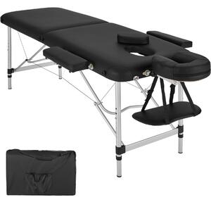 Tectake lettino da massaggio a 2 zone con imbottitura e telaio in alluminio - nero