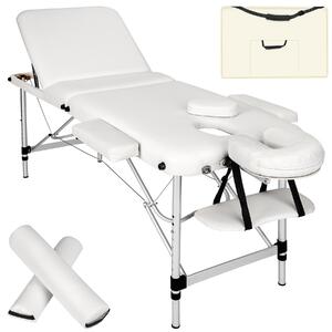 Tectake set lettino da massaggio a 3 zone con 5 cm di imbottitura, rulli, e telaio in alluminio - bianco