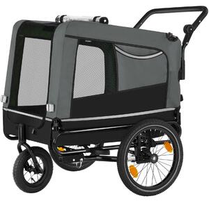 Tectake carrello per cani woofrider multifunzionale, ripiegabile, fino a 40 kg - grigio