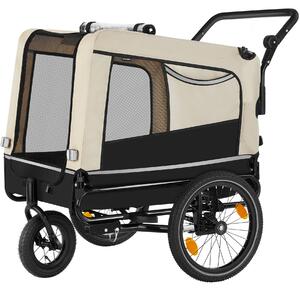 Tectake carrello per cani woofrider multifunzionale, ripiegabile, fino a 40 kg - beige