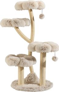 Fudajo Albero tiragraffi di design 59 x 59 x 123 cm, tiragraffi per gatti con peluche e sisal, albero per arrampicarsi per gatti, albero per gatti con palline da gioco