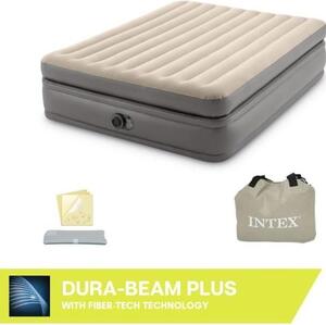 Materasso gonfiabile Intex Prime Comfort, letto matrimoniale gonfiabile, 152x203x51 cm, grigio