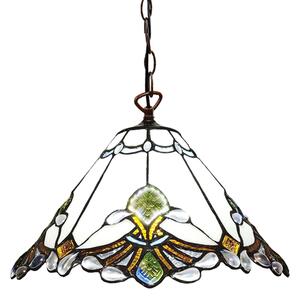 Clayre & Eef lampada a sospensione Tiffany Ø 31x107 cm vetro bianco marrone