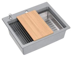 Lavello in granito KURT 110 WORKSTATION Grey Metallic