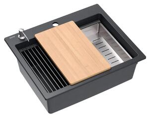 Lavello in granito KURT 110 WORKSTATION Black Dotted