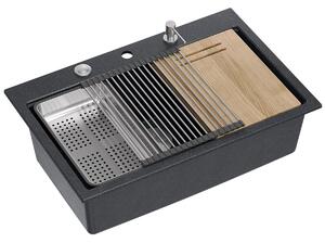 Lavello in granito MARC 110 WORKSTATION Black Metallic