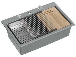 Lavello in granito MARC 110 WORKSTATION Grey Metallic