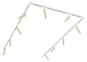 Sistema di illuminazione a binario moderno con 10 faretti beige e bianchi monofase - Slimline Uzzy
