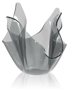 Vaso, Centrotavola, Forma Iconica in Plexiglass SLIM Linea Drappeggi D'AUTORE Dimensioni 22x21x h 21 cm - 0,5 kg Colore Grigio Trasparente