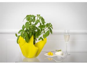 Vaso, Centrotavola, Forma Iconica in Plexiglass SLIM Linea Drappeggi D'AUTORE Dimensioni 22x21x h 21 cm - 0,5 kg Colore Giallo Trasparente