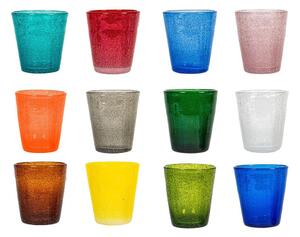 Set 12 bicchieri Giada in vetro colori assortiti cl 28