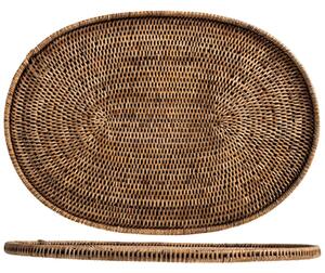 Tovaglietta sottopiatto in rattan naturale con bordo ovale cm 47x33